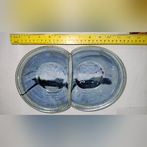 Walton Drip Glaze Blue Green Dual Pottery Bowl Seagrove, NC